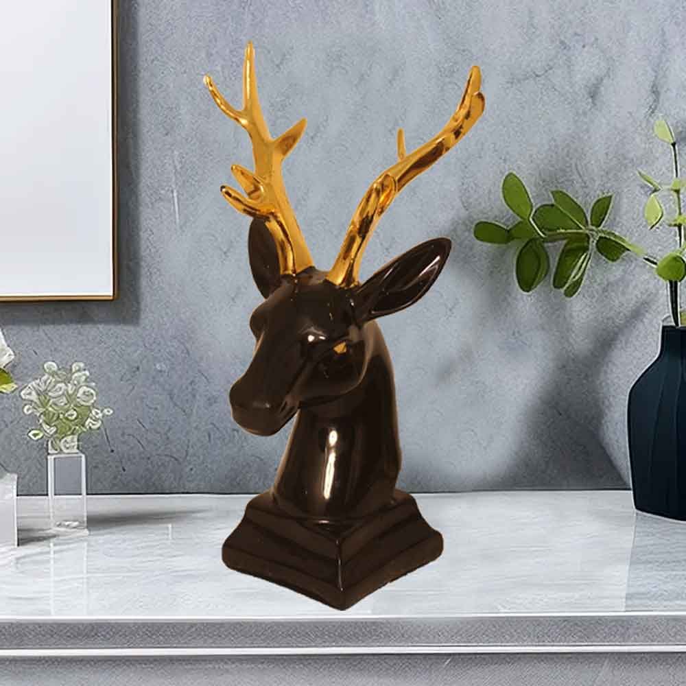 Gold Plated Deer Face Statue for decoration of living room 25 cm G23GX0155K
