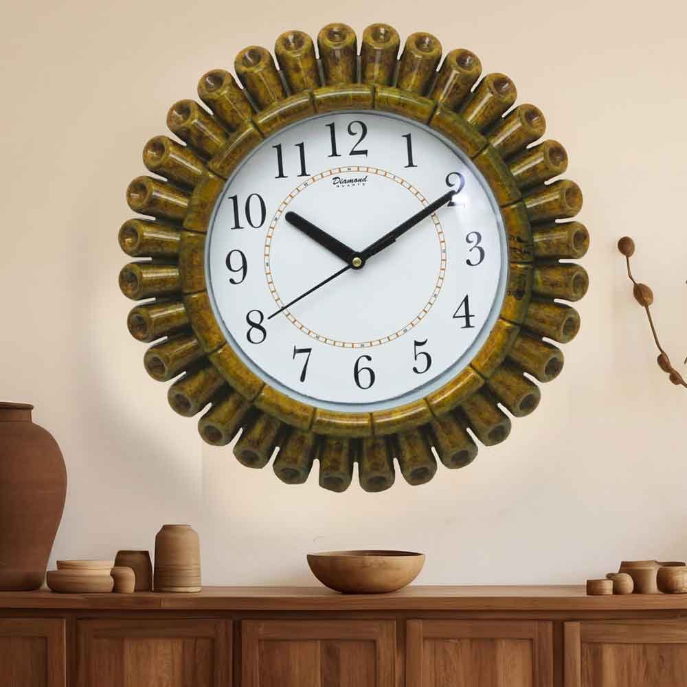 Bamboo Look Wall Clock Unique wall decor and return gift 27 cm G26GX0117L