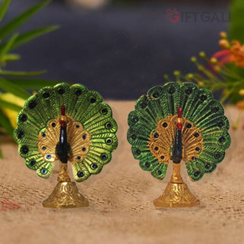 Cast Aluminium Peacock Pair Figurine return gift items on birthday 10 cm G27GX0082G