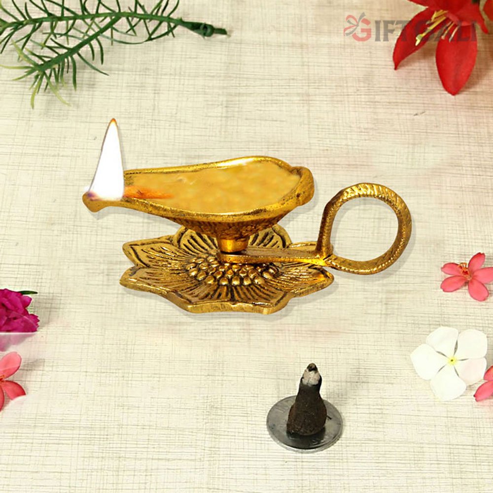Metallic Aarti Diya for mandir and Diwali Gift 5 cm G27GX0128G