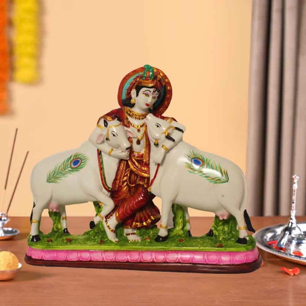 Lord Krishna With Cow Statue for living room and for gifting 25 cm G29GX0052A
