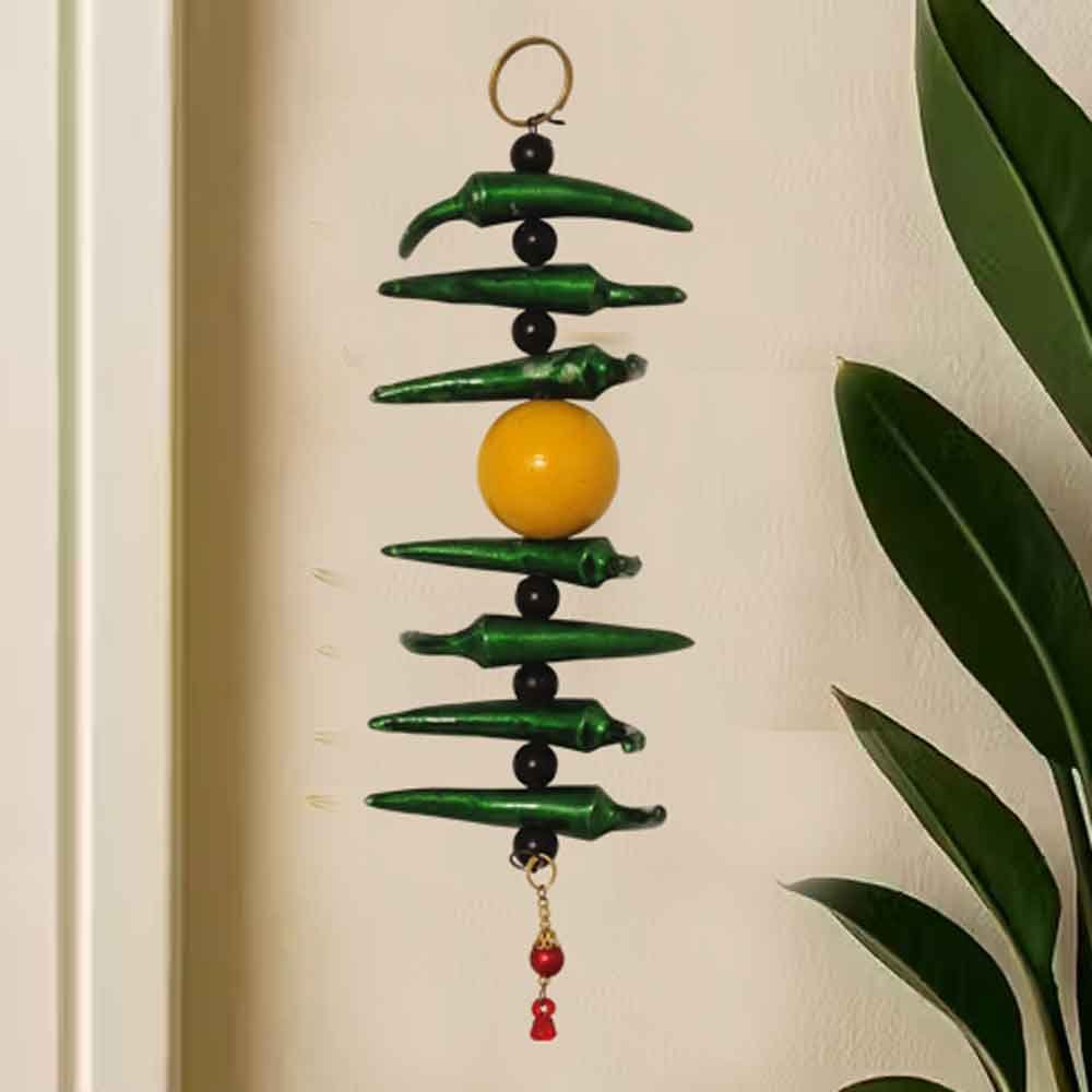 Metallic Nimbu Mirchi for wall decoration 23 cm G31GX0161H