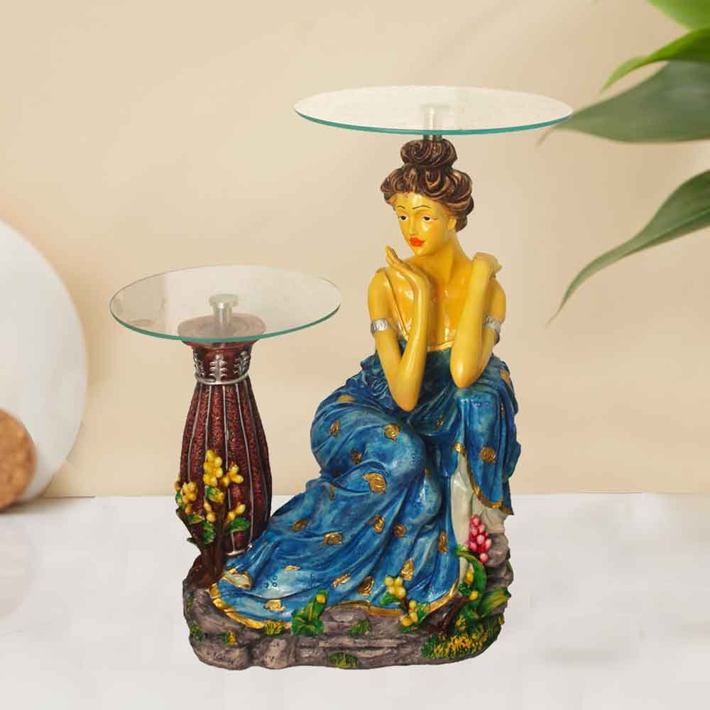 Decorative Lady Table with Glass Showpiece for table decoration 77 cm G32GX0063M