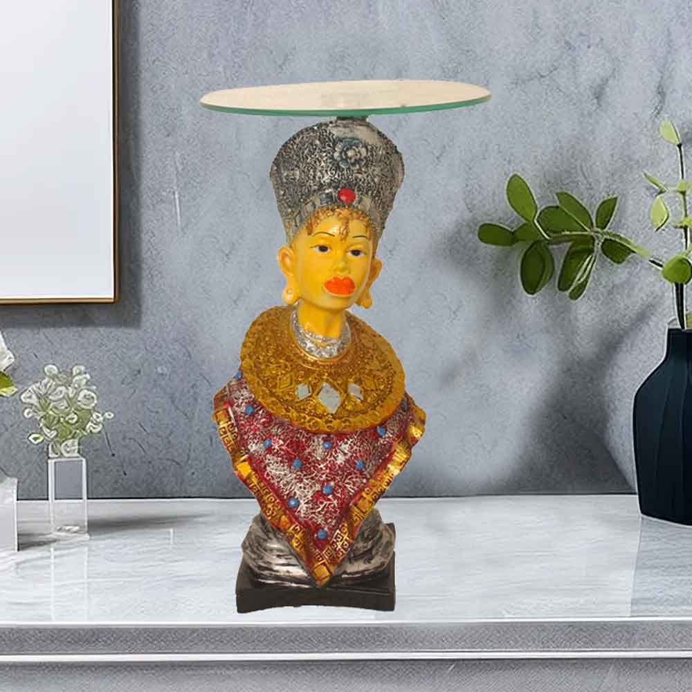 Decorative Nigro Lady Table Showpiece with Glass idol for gifting 39 cm G32GX0073M