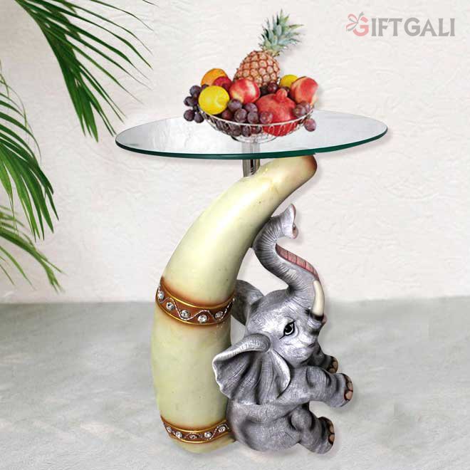 Elephant Figurine Glass Table for gifting on birthday 59 cm G33GX0103F000TSAS