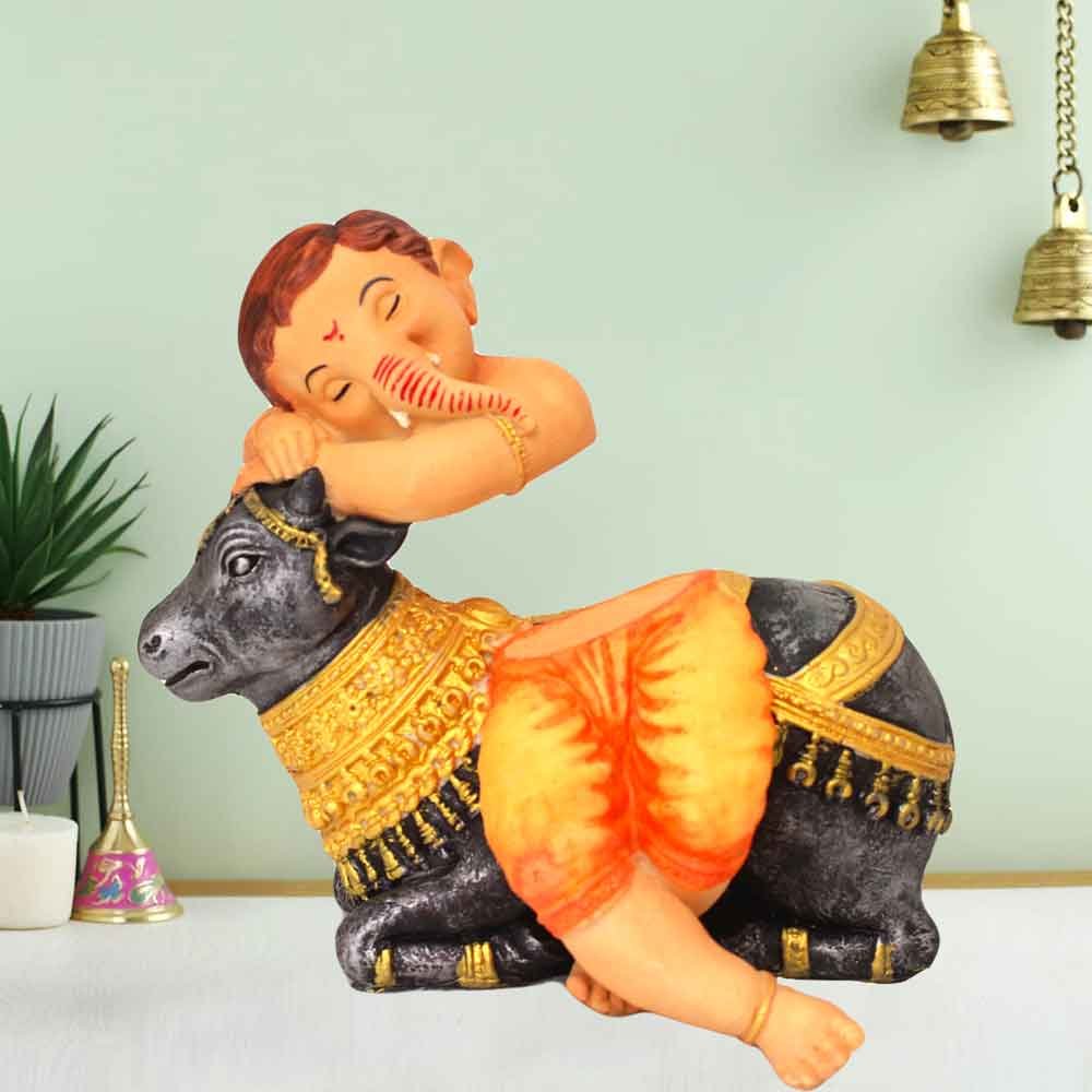 Nandi Ganesha Statue Idol for cultural function return gift 22 cm G40GX0057I