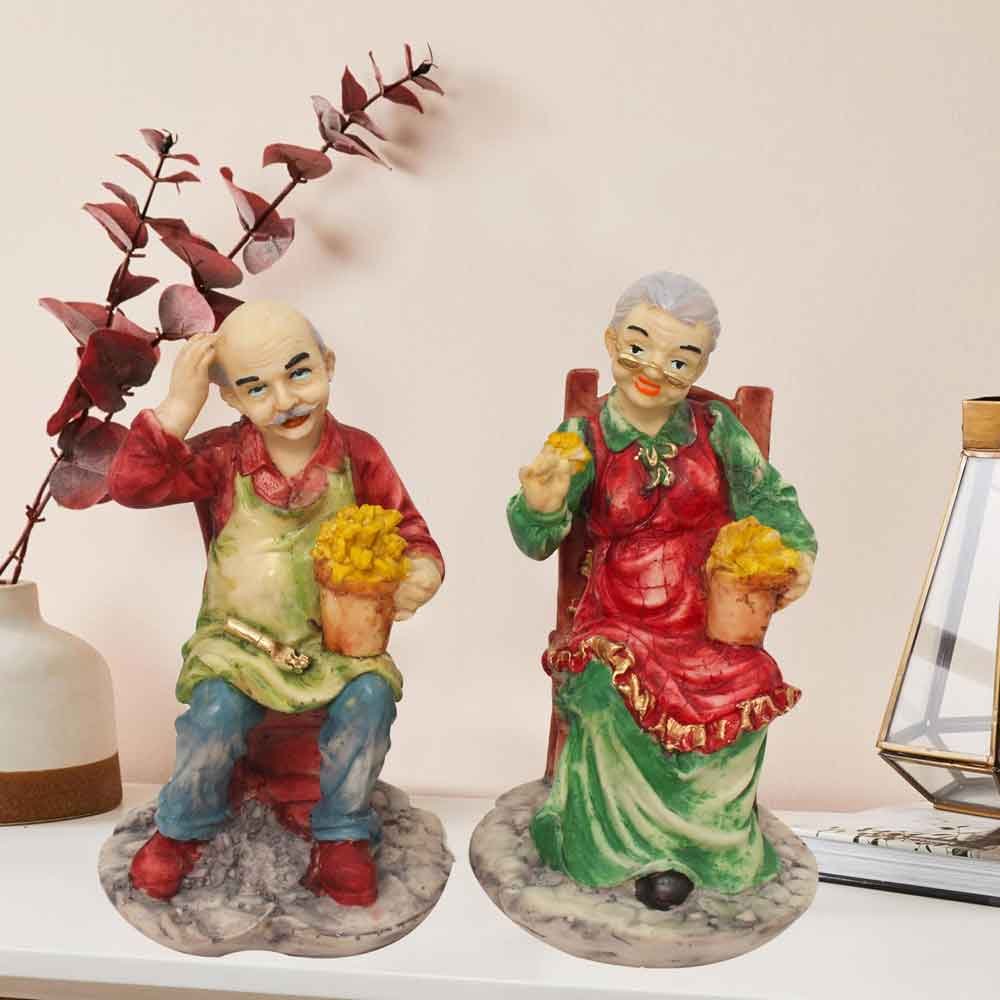 Old Couple Statue Figurine for gift item 28 cm G40GX0114M