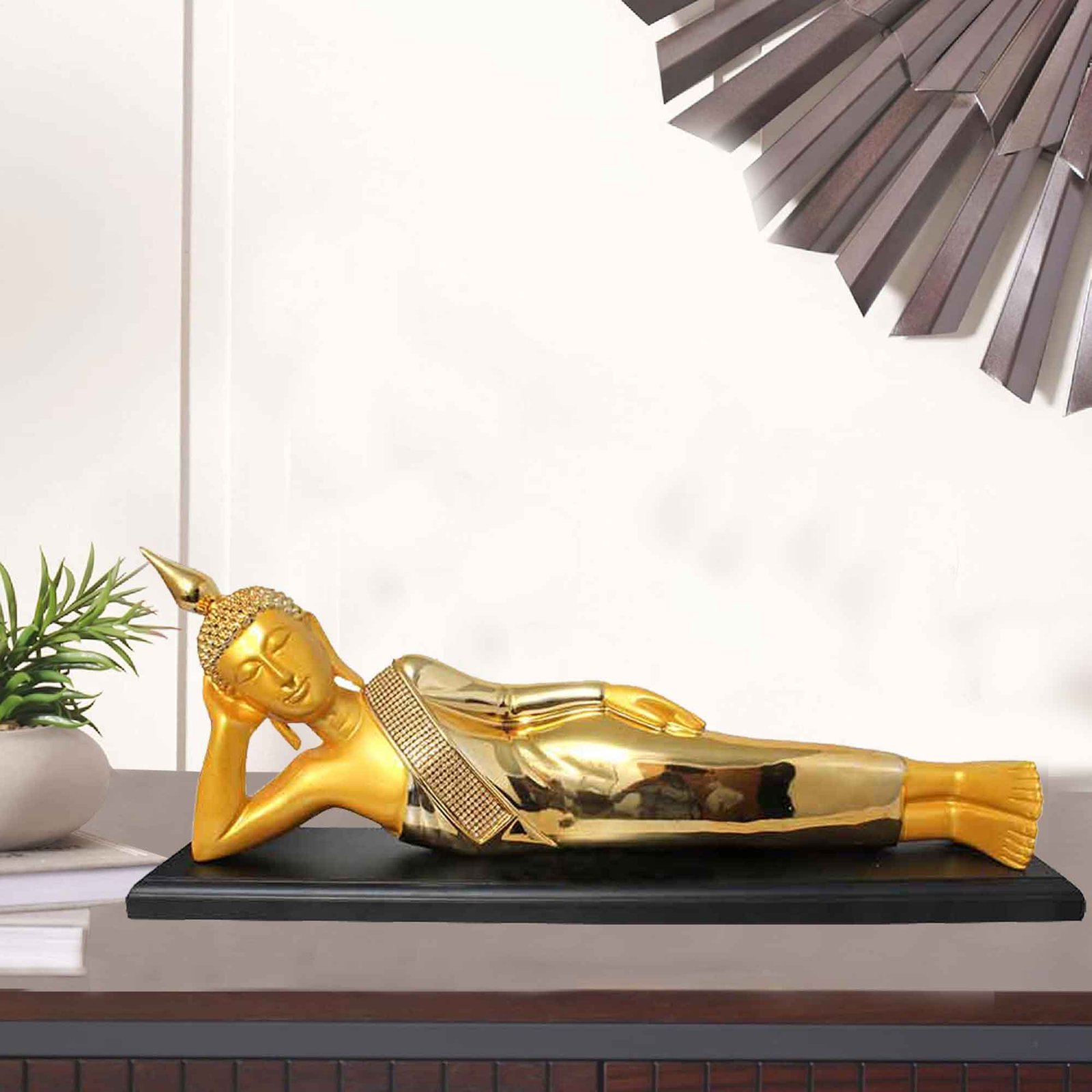 Gold Plated Sleeping Buddha artifacts for tv unit and Wedding Gift 24 cm G50GX0016Y000TSSS