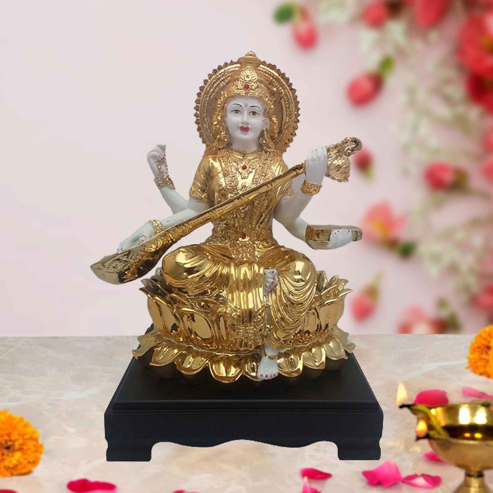 Gold Plated Saraswati Maa Gift for Home Inauguration 36 cm G50GX0020G000TASS