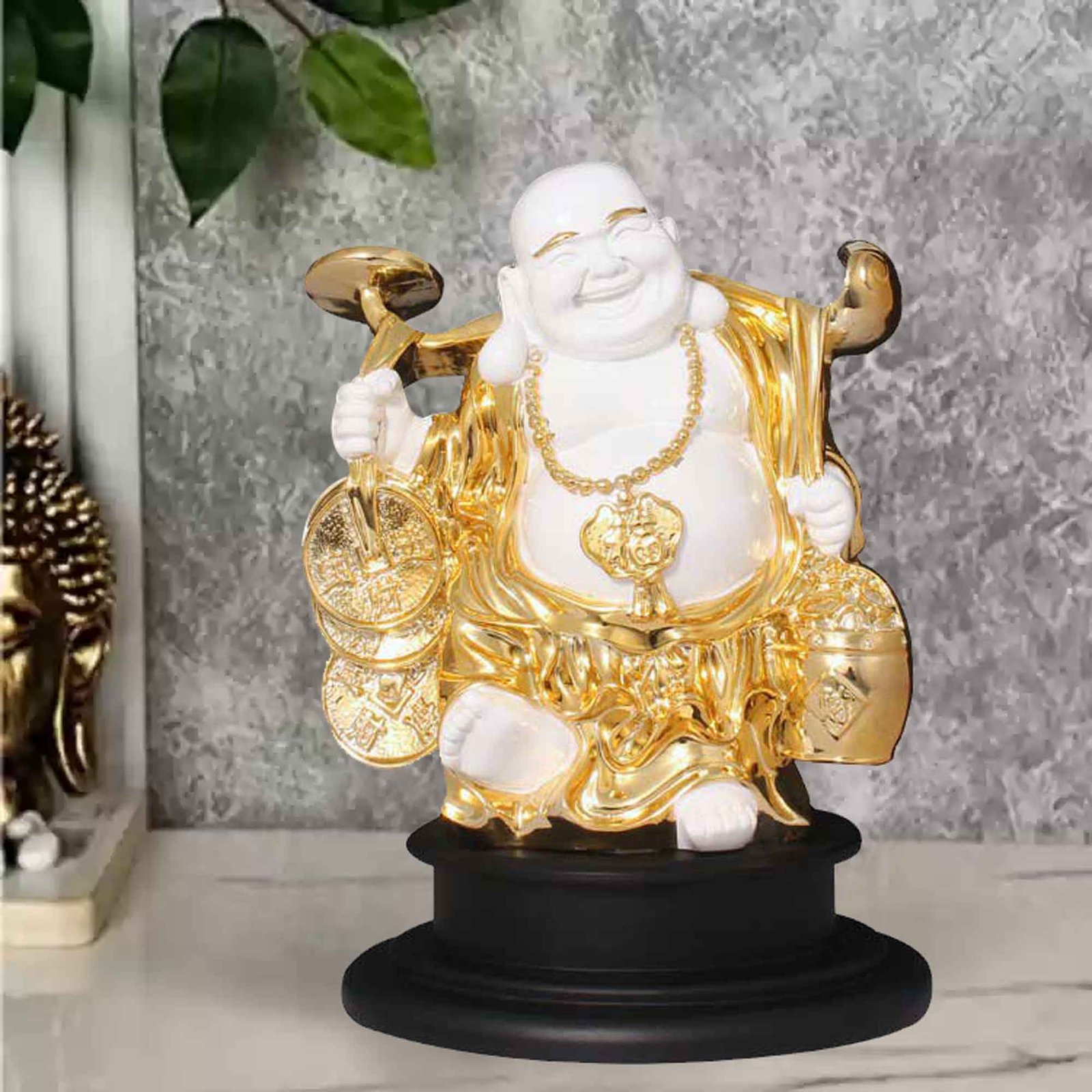 Laughing Buddha statue for tv unit and home inaugration gift 33 cm G50GX0028G000THSS
