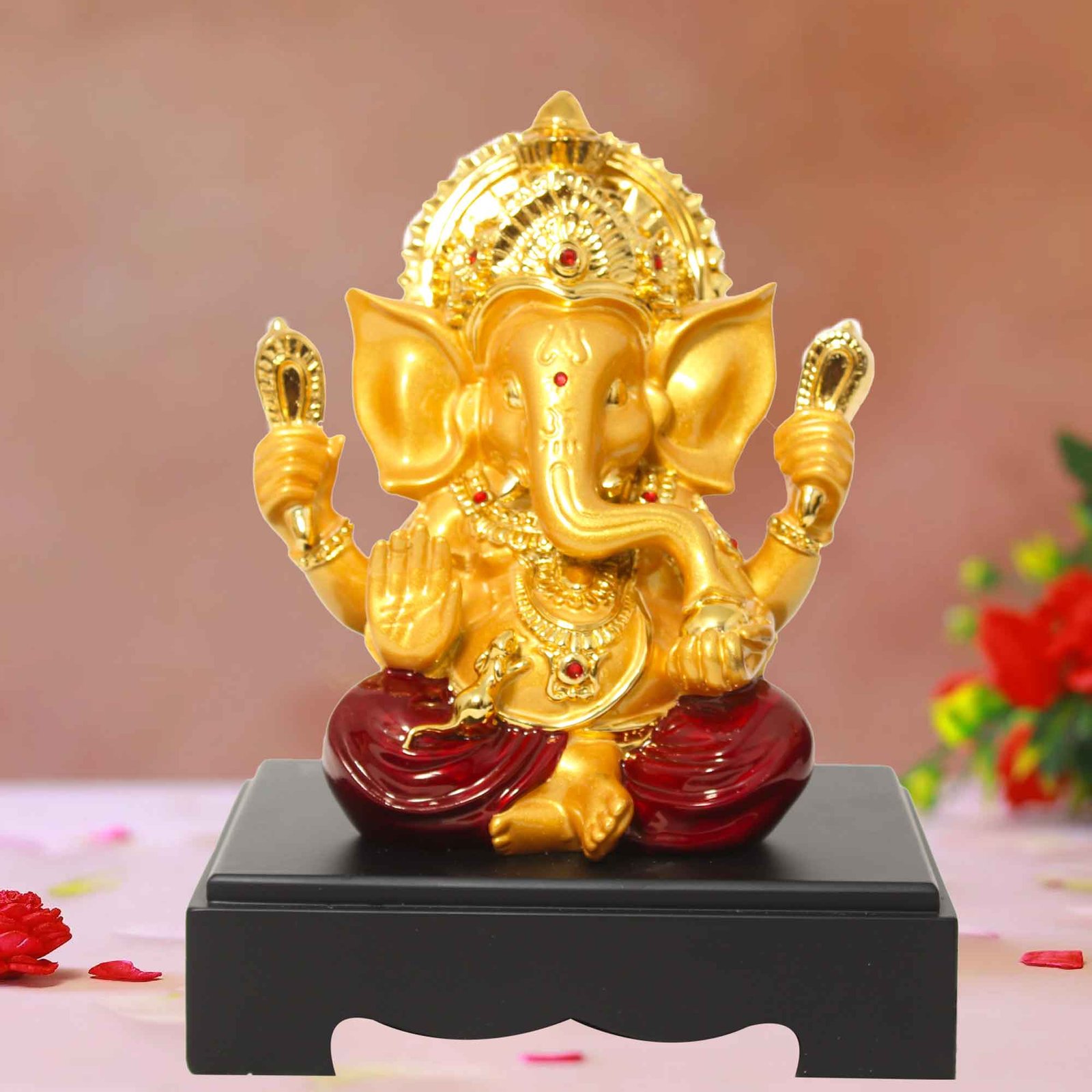 Gold Plated Pagdi Ganesha figures for home decor and Birthday Gift 24 cm G50GX0035M000XIAS