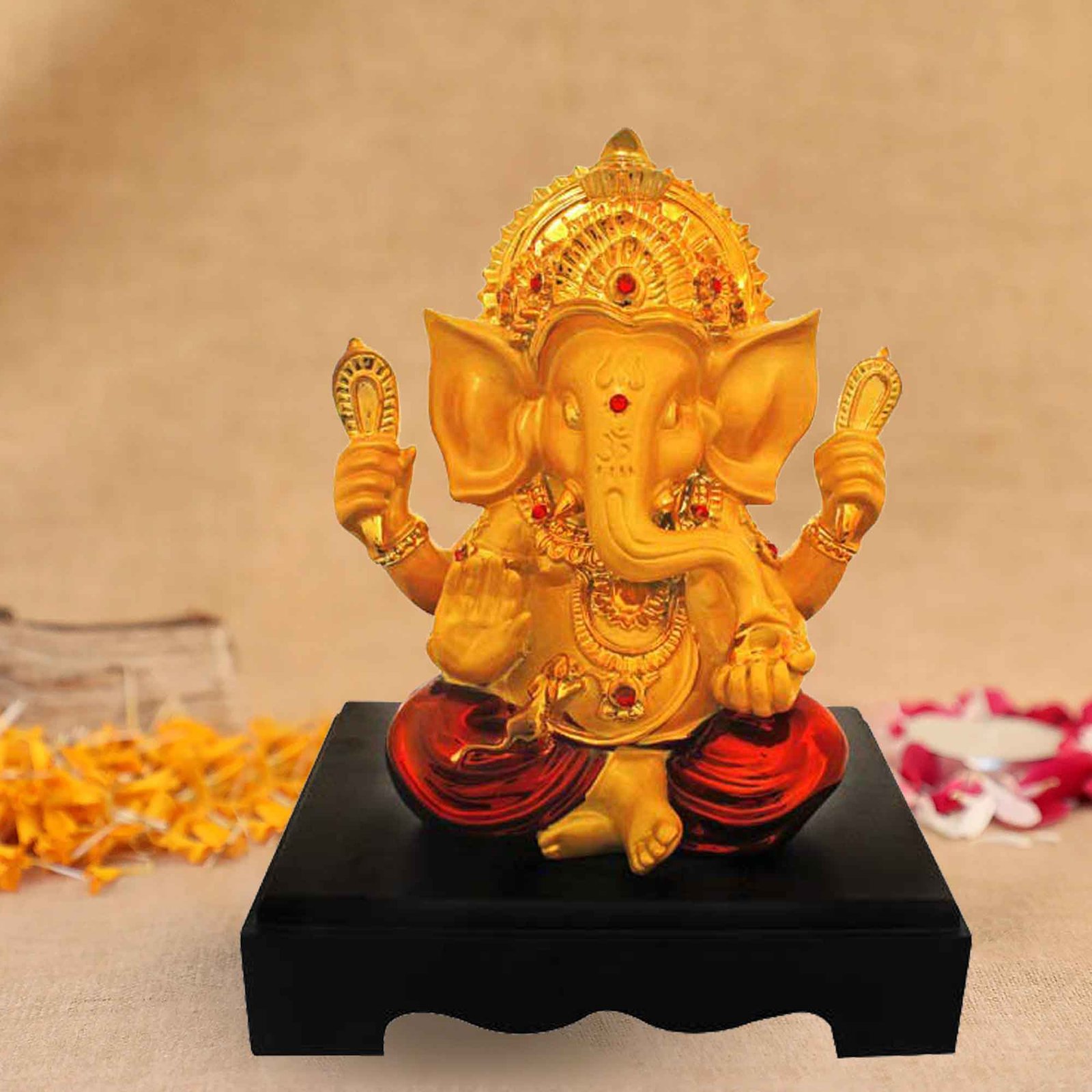 Gold Plated Pagdi Ganesha statue gift on ganesh Chaturthi 24 cm G50GX0035R000XIAS