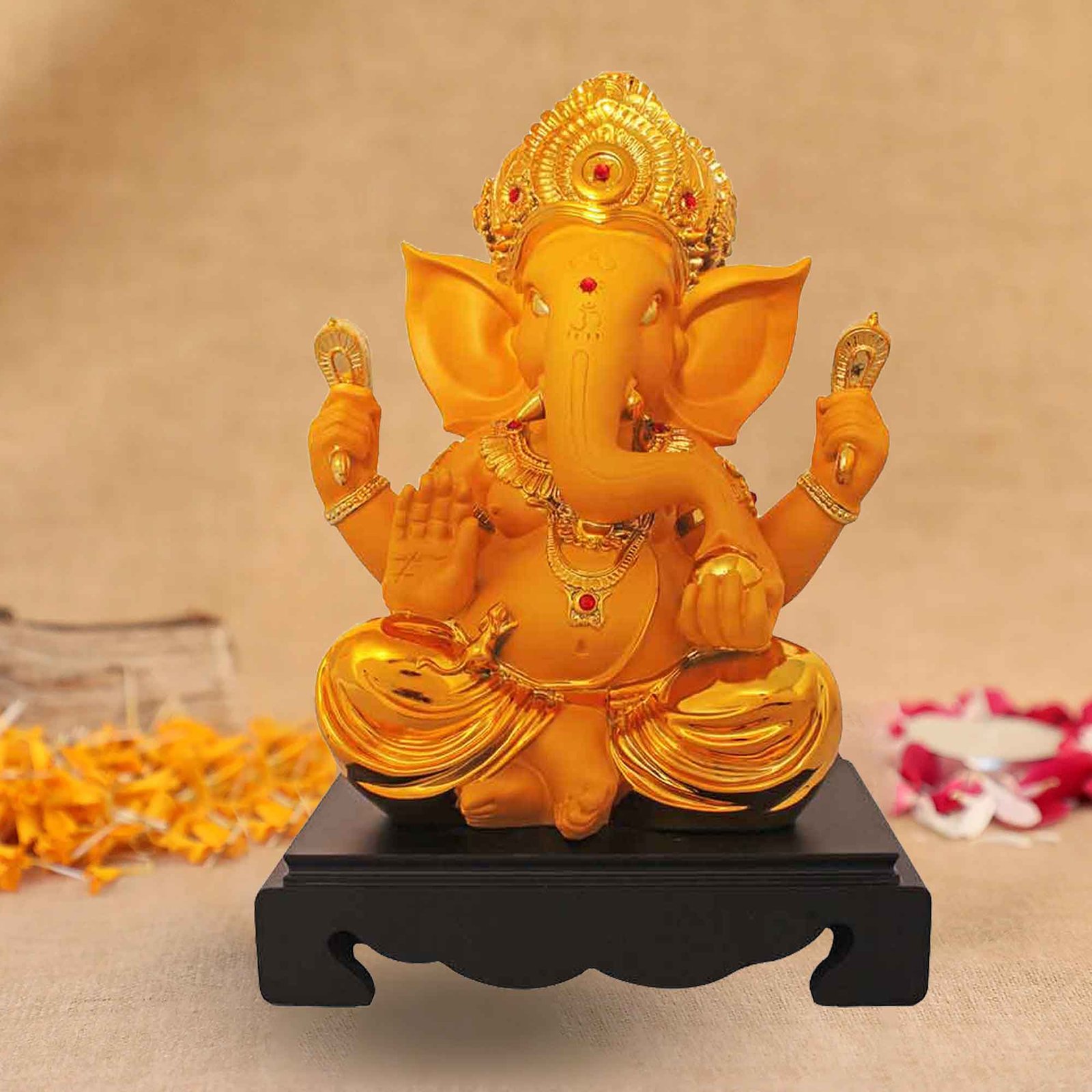 Gold Plated Pagdi Ganesha artifacts for living room and Ganesh Chaturthi Gift 24 cm G50GX0035Y000XIAS