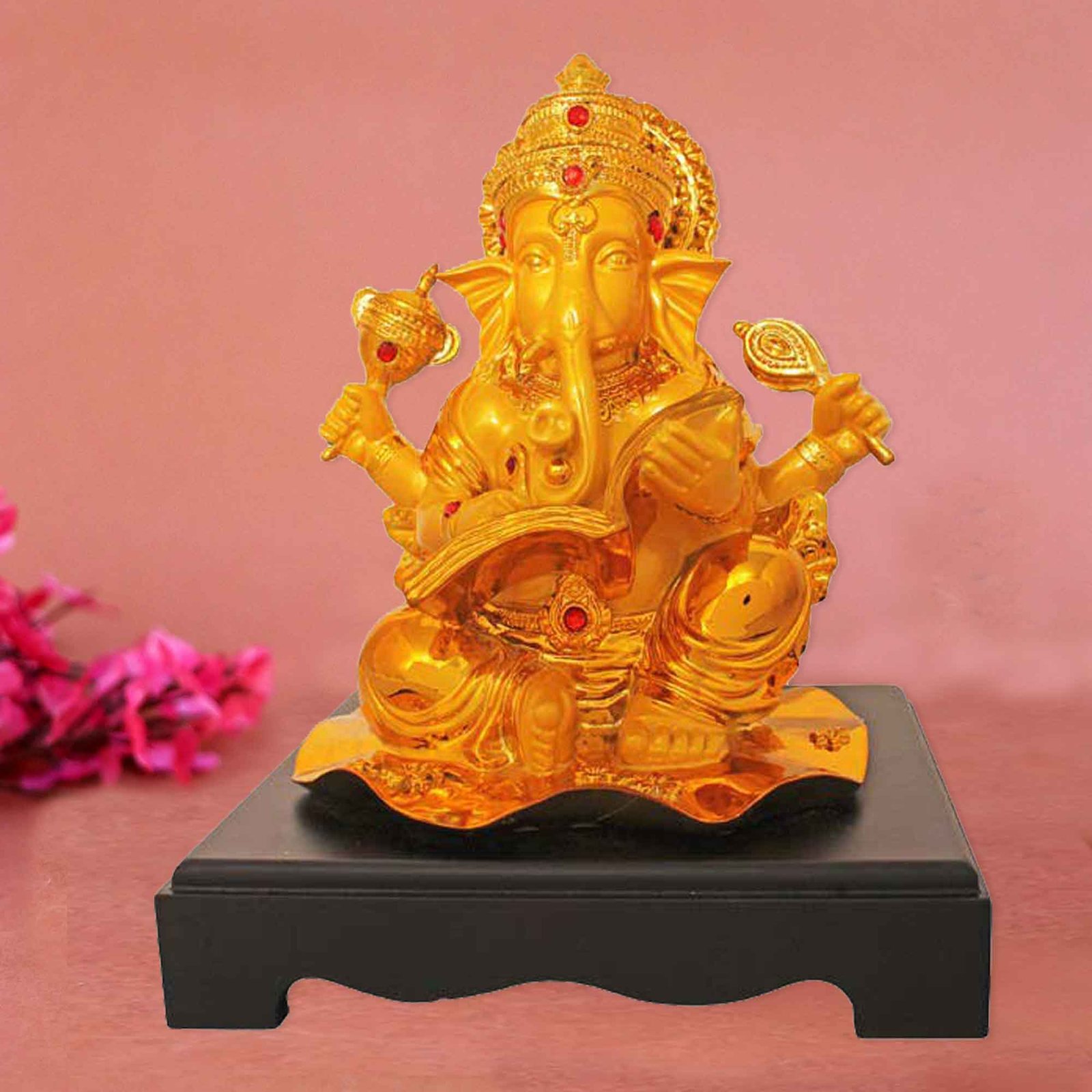 Gold Plated Kitab Ganesa figures for living room and Wedding Gift 28 cm G50GX0037Y000THAS