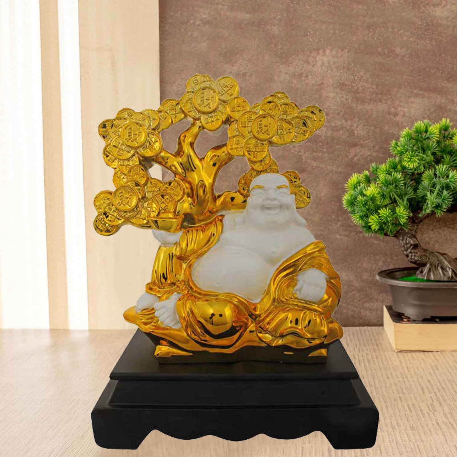 Gold Plated Laughing Man Statue gift items for home inaugration 25 cm G50GX0038W000XNAS