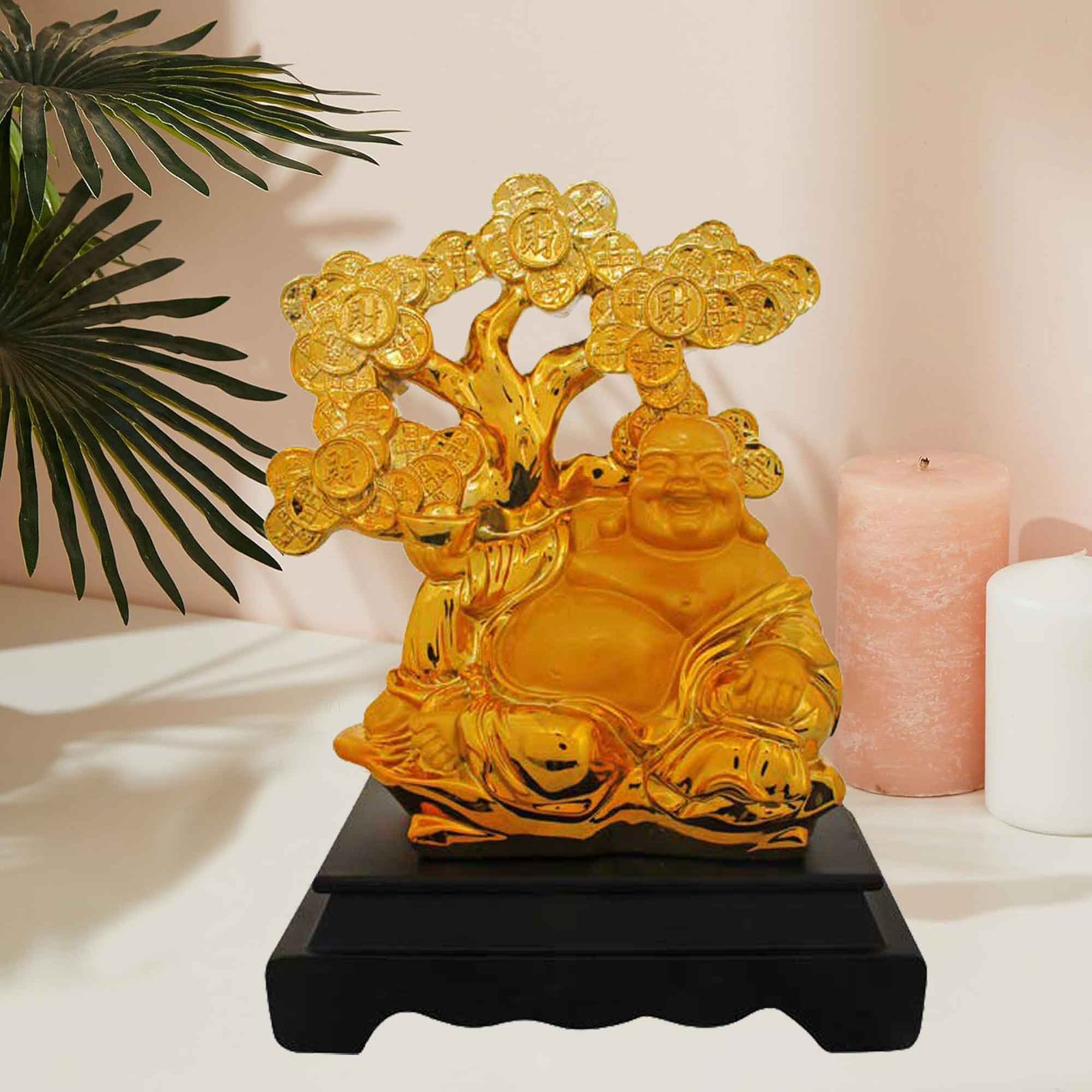 Gold Plated Laughing Man statue gift for Akshaya Tritiya 25 cm G50GX0038Y000XNAS
