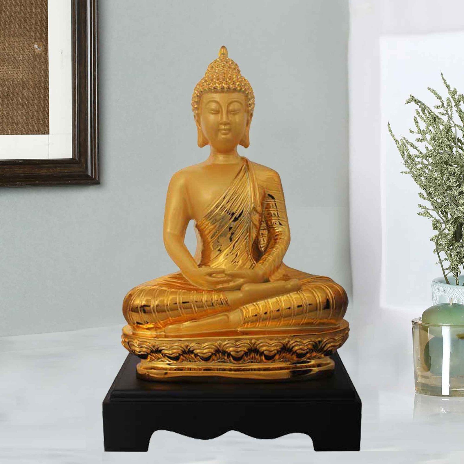 Gold Plated Samadhi Buddha showpiece for decoration and Diwali Gift 30 cm G50GX0039Y000XNAS