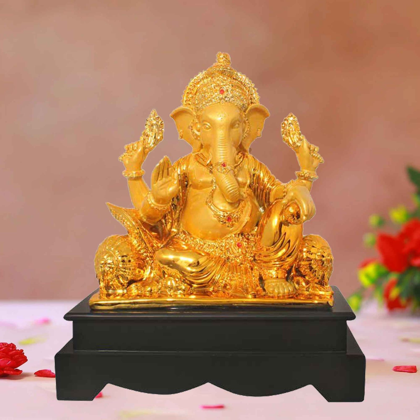 Gold Plated Ganesha sculpture for living room and Birthday Gift 34 cm G50GX0045Y000TAAS