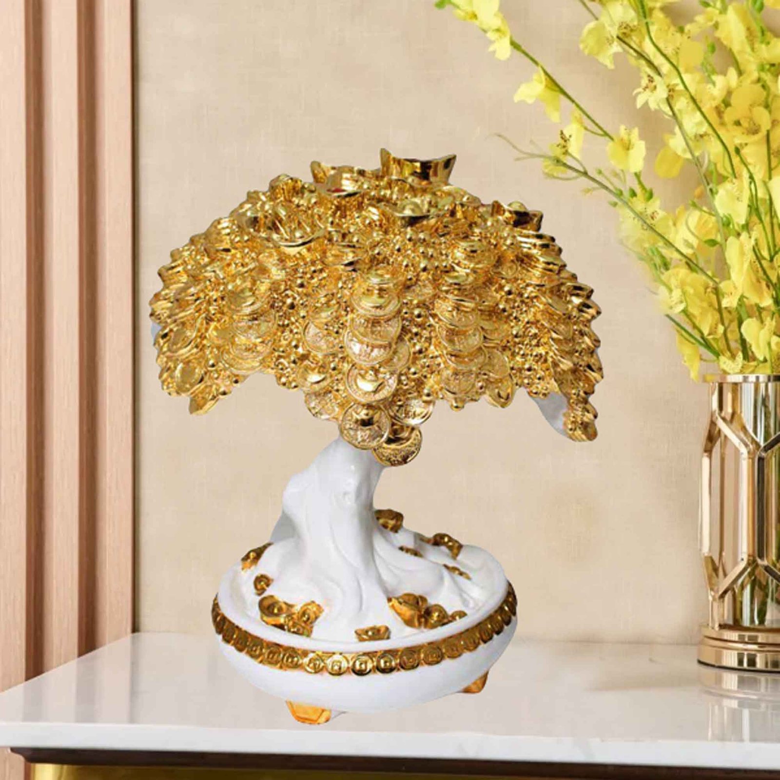 Gold Plated Fengshui Tree sculpture for tv unit and Corporate Gift 38 cm G50GX0046W000TOSS