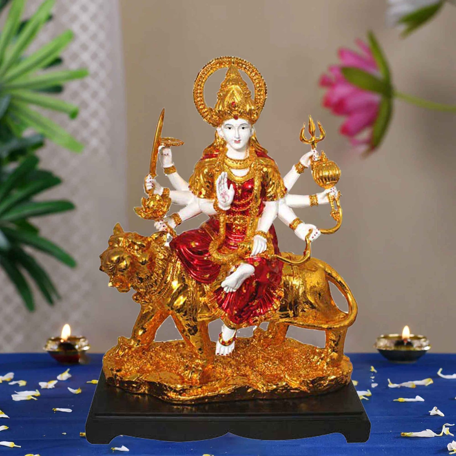 Gold Plated Lord Durga showpiece gift for durga puja navratri 48 cm G50GX0049W000HHSS