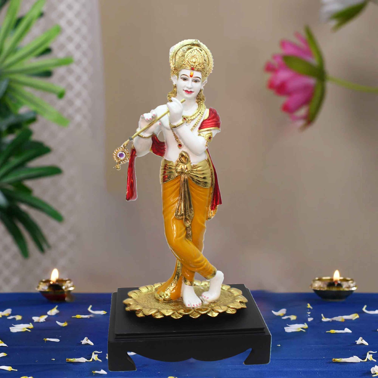 Gold Plated Murli Krishna figures for living room decoration and Wedding Gift 45 cm G50GX0051R000TRSS
