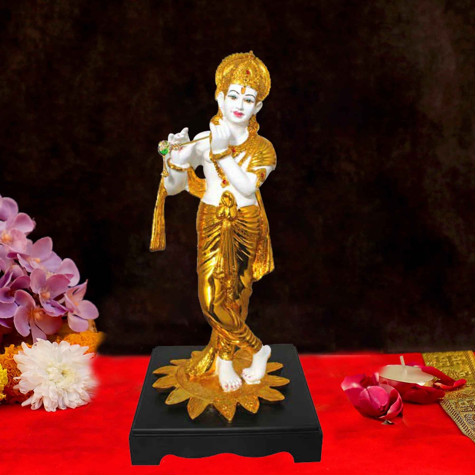 Gold Plated Murli Krishna figures for tv unit and Birthday Gift 45 cm G50GX0051W000TRSS