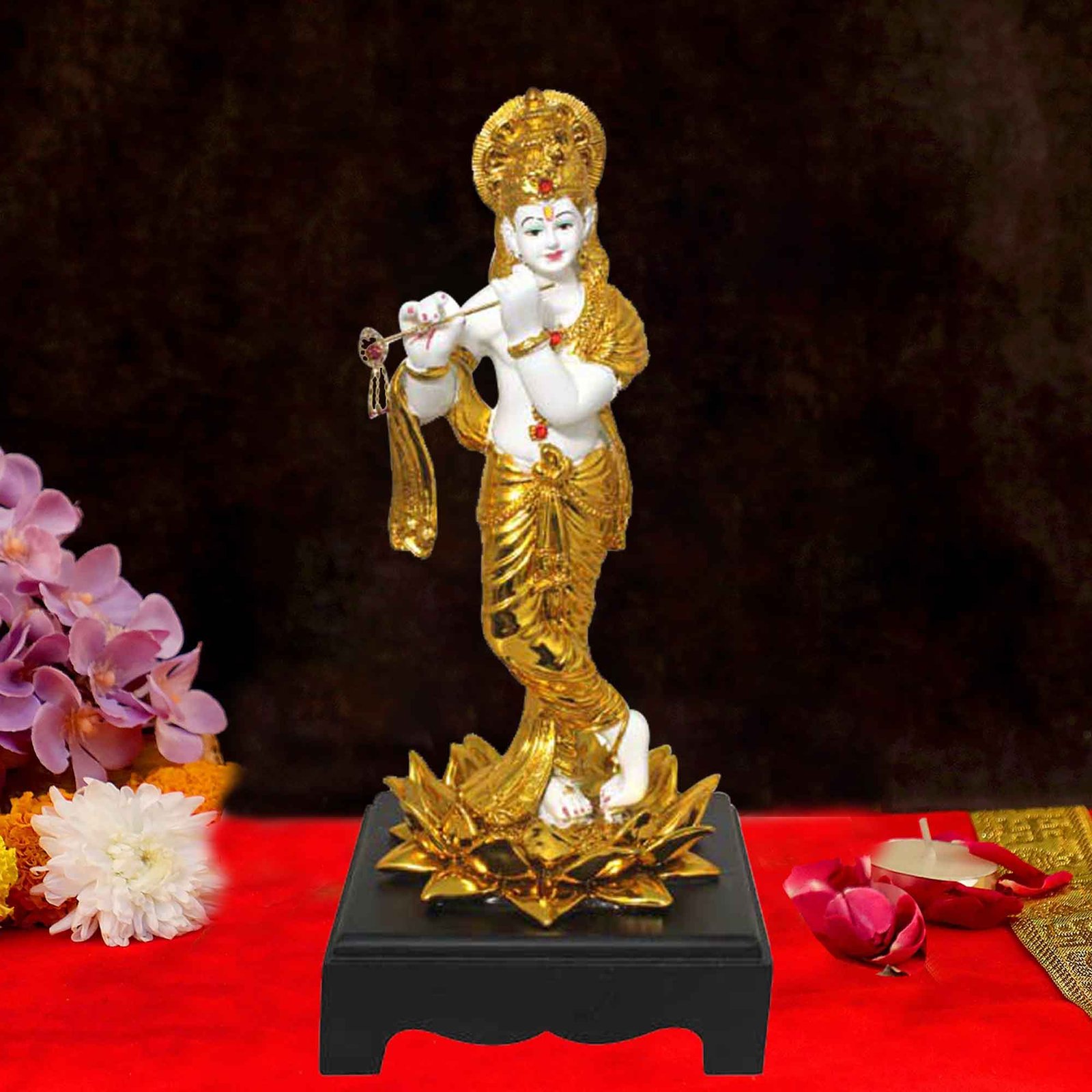 Gold Plated Krishna figures for living room and Anniversary Gifts 30 cm G50GX0052W000XOSS
