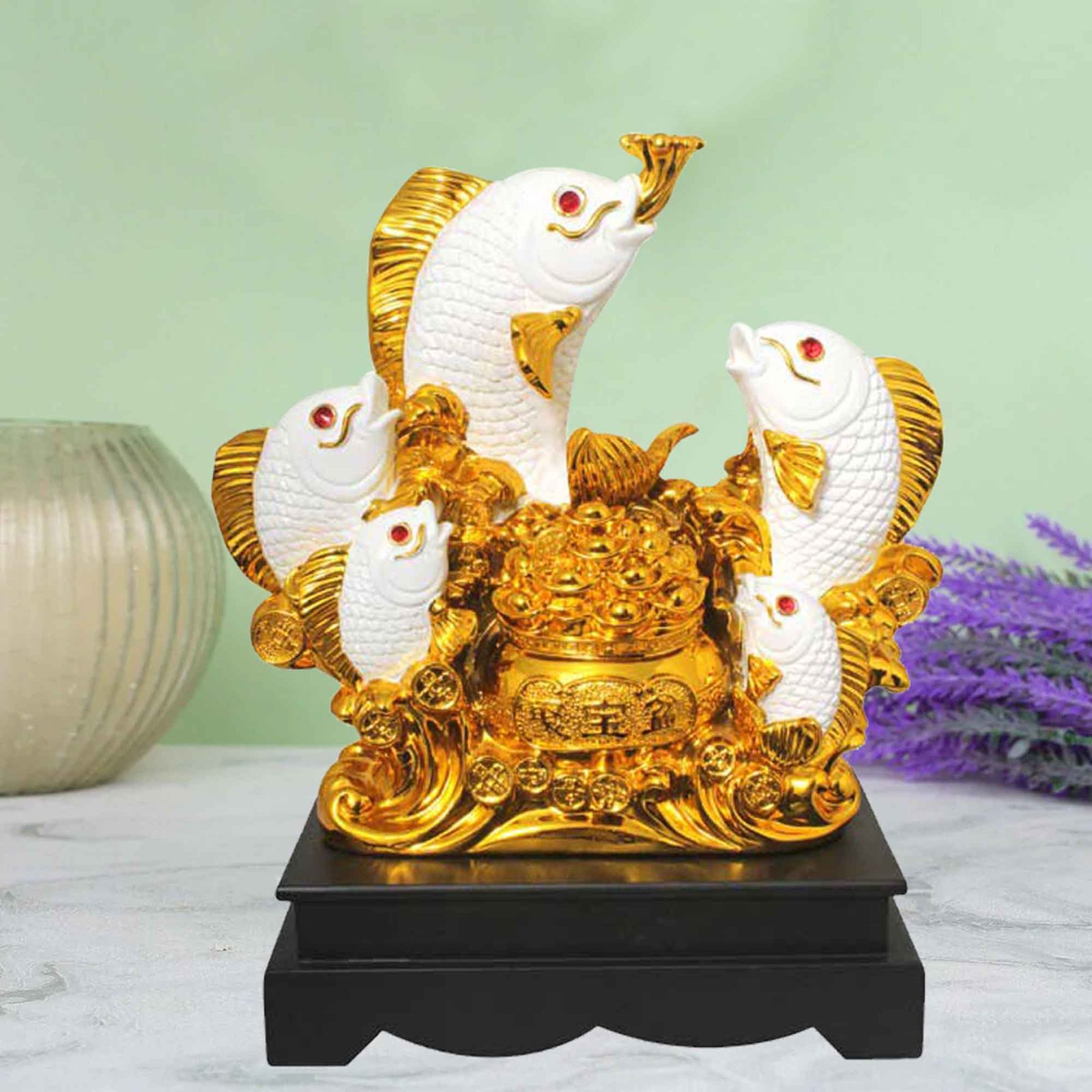 Gold Plated Fish Statue gift for diwali 43 cm G50GX0054W000HHSS