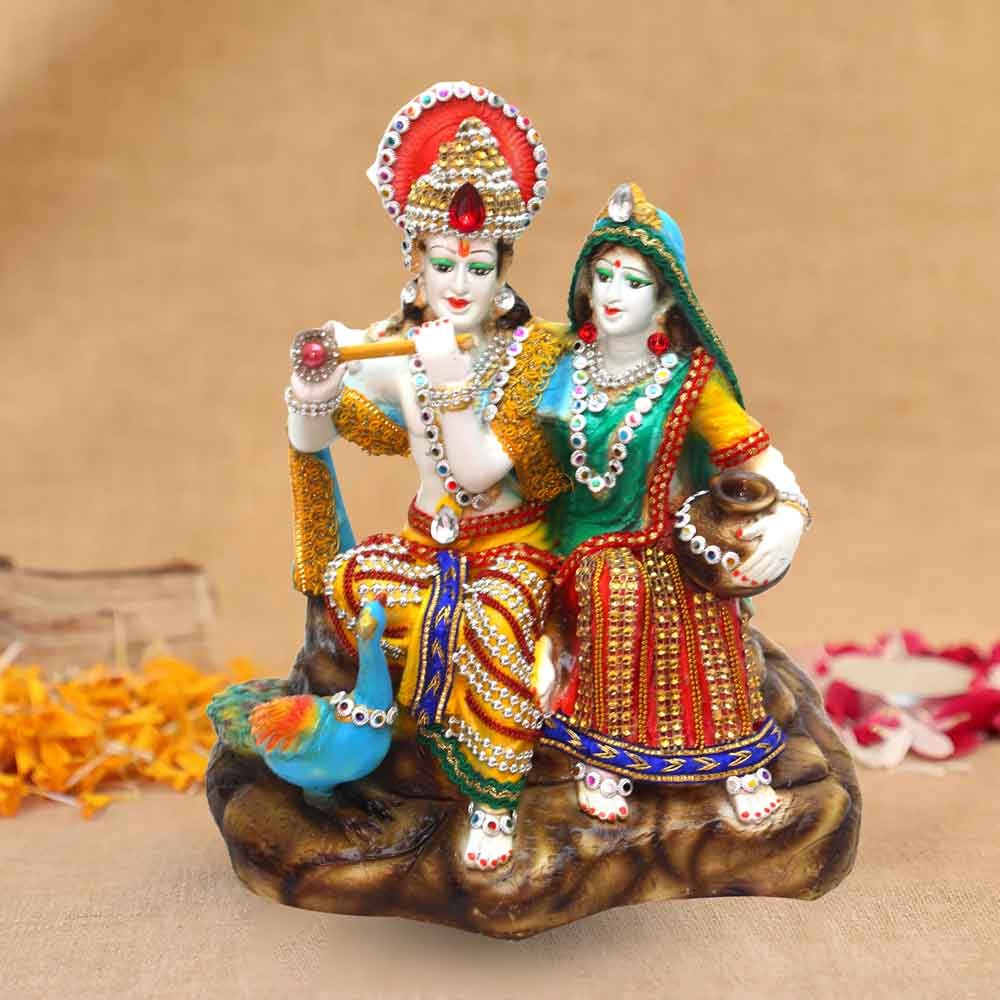 Sitting Radha Krishna Statue for birthday and marriage gift 27 cm G51GX0226M