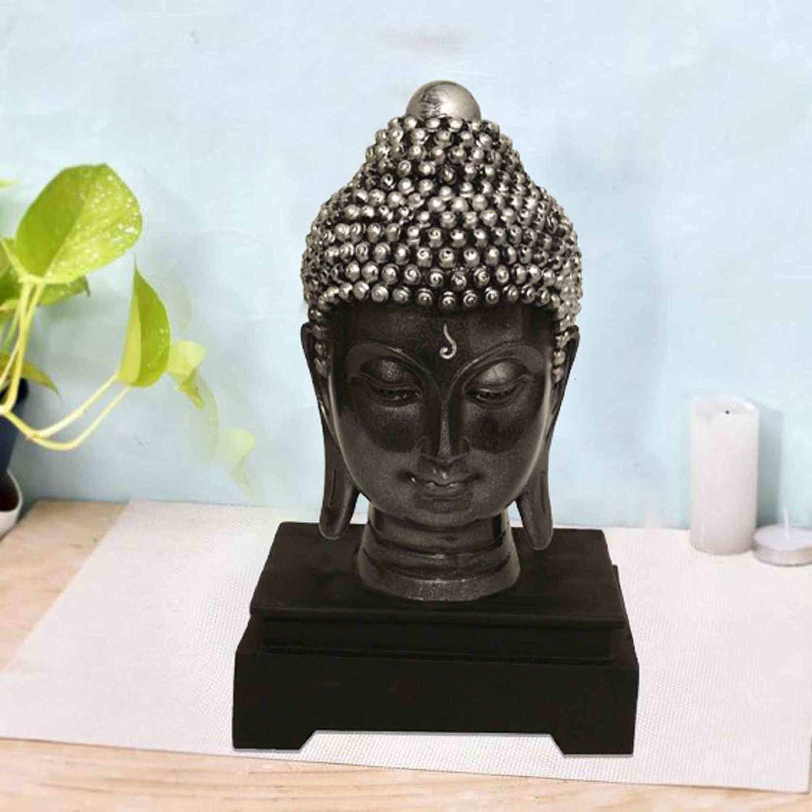 Gautam Buddha Face gift items for birthday Silver Antique Finish 27 cm G57GR1062SSAGX
