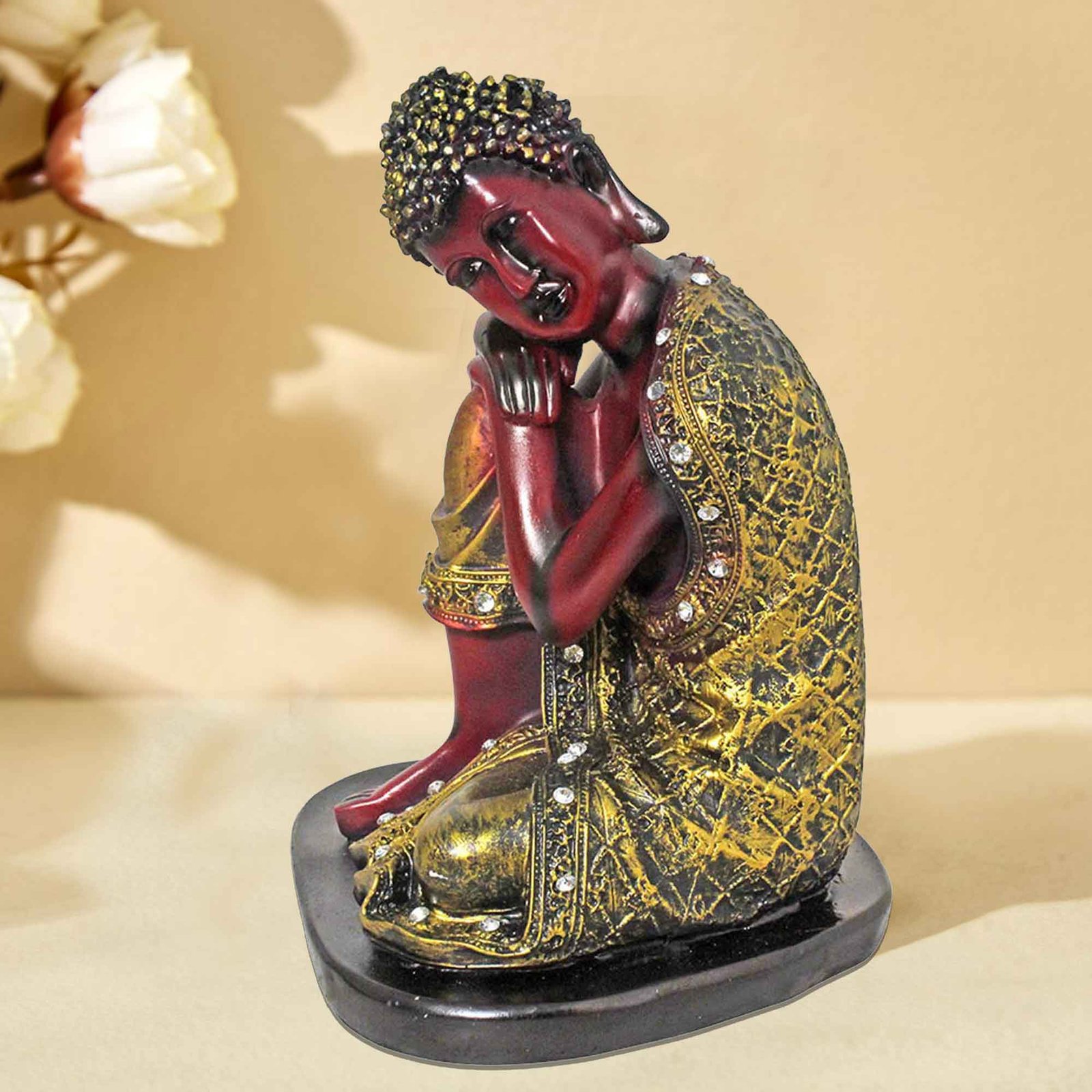 Handicrafted Resting Buddha on Knee gift items for birthday Antique Finish 27 cm G57GR1099JGNGX