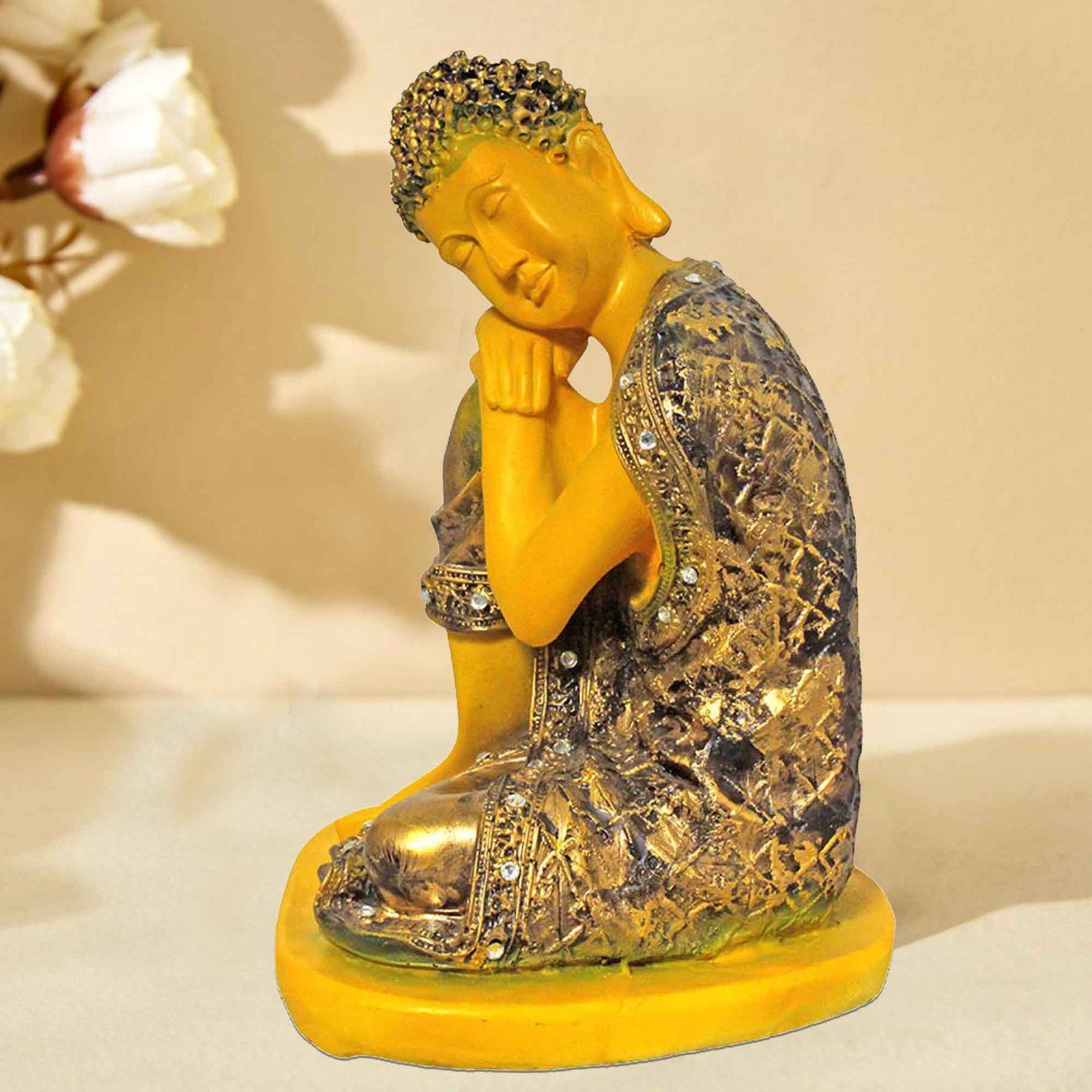 Handicrafted Resting Buddha on Knee gift items for home decor Matte Finish 27 cm G57GR1099YGNMX