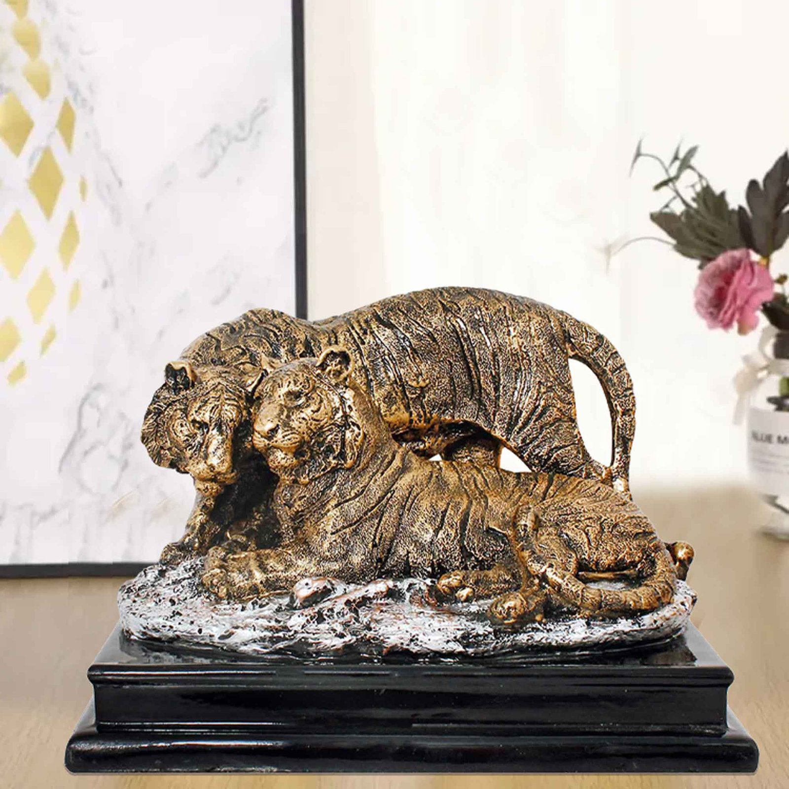 Lion Couple showpiece for home decor Antique Finish 19 cm G57GR1135GSNGX