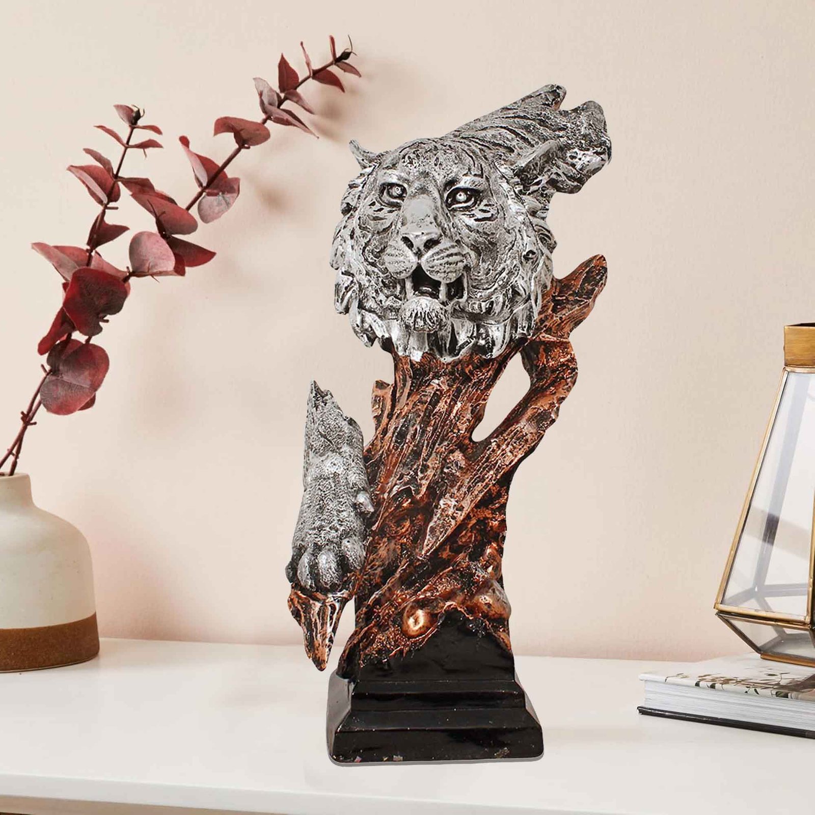 Modern Art Lion Face showpiece for tv unit Antique Finish 36 cm G57GR1136SCNGX