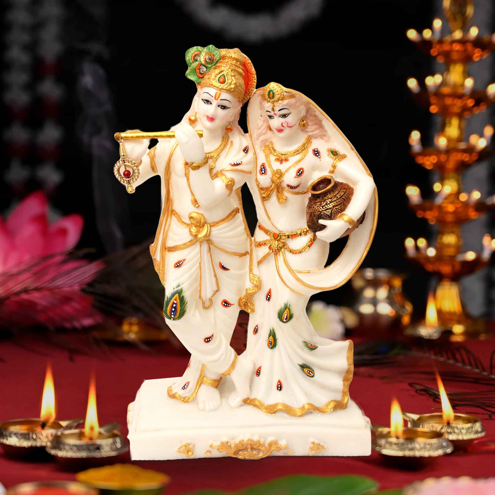 Matki Radha Krishna gift items for home inaugration Marble Look 41 cm G57GR1378WGCGX