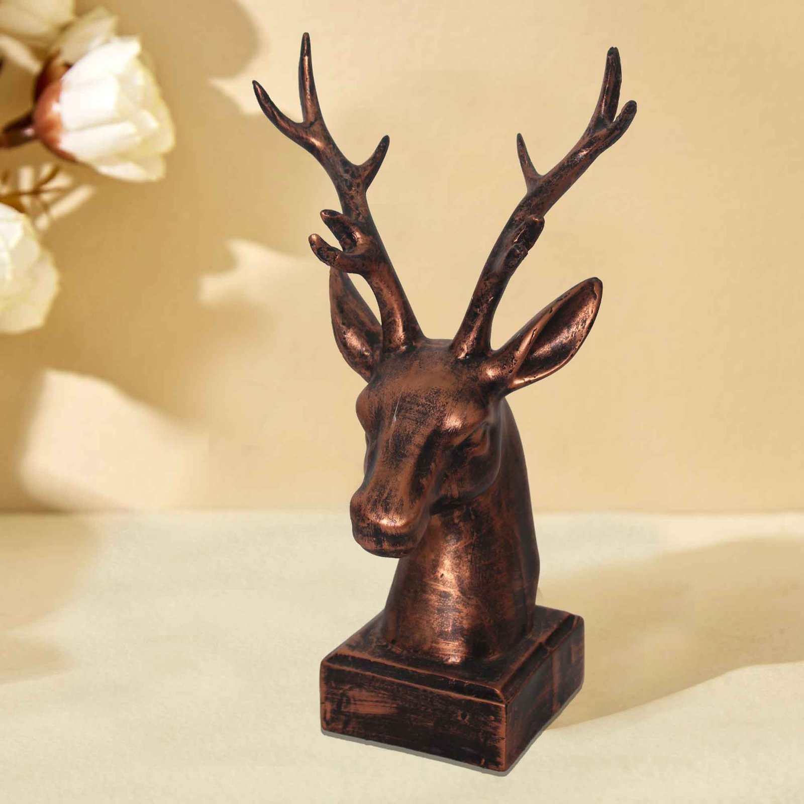 Polyresin Antique Deer Face gift items for marriage Copper Antique Finish 28 cm G57GR1648CCAGX