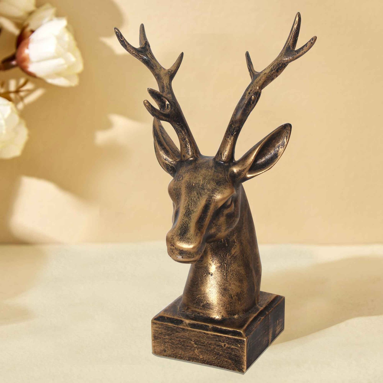 Deer Face statue for gift Antique Finish 28 cm G57GR1648GGAGX