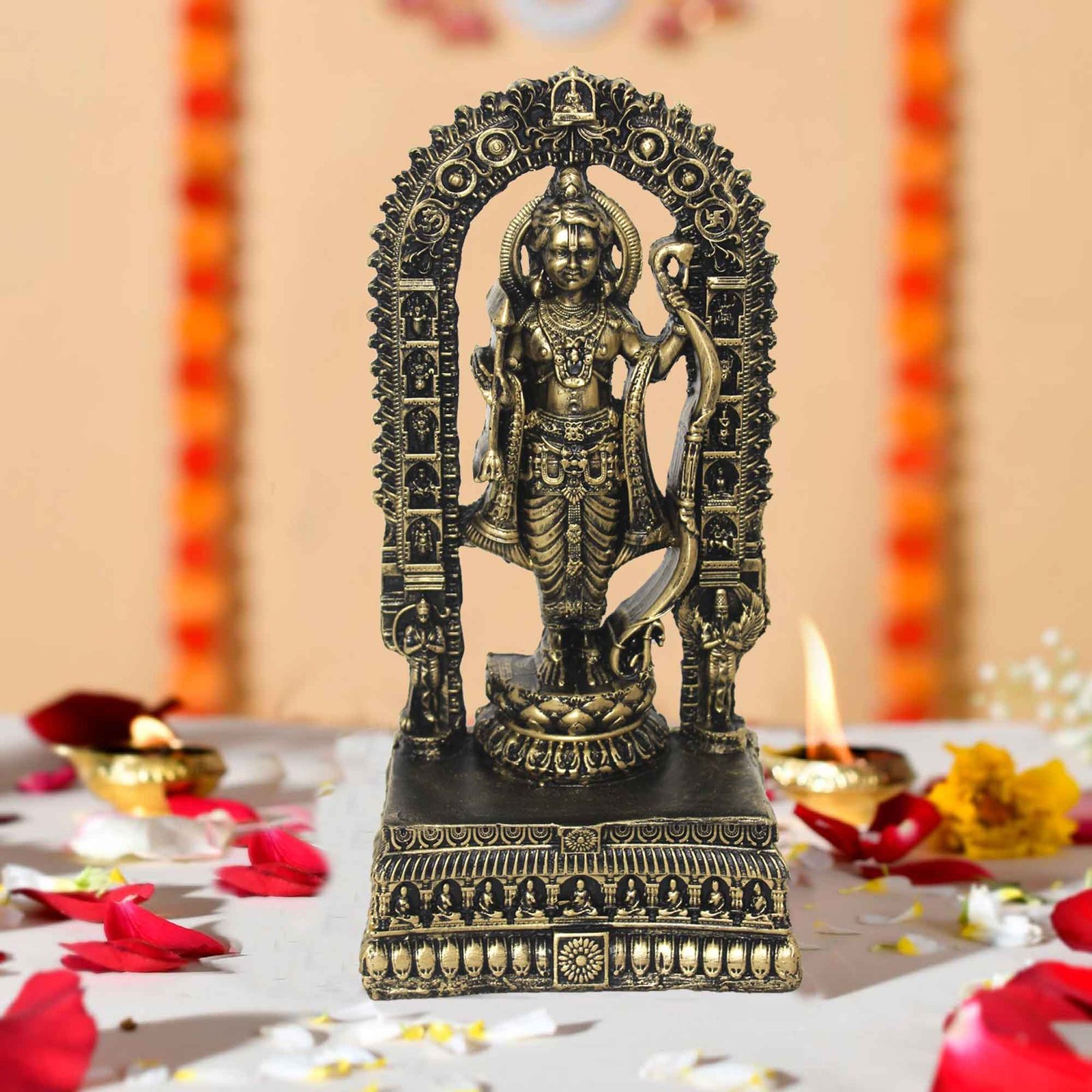 Polyresin Ram Lalla figures for tv unit Brass Antique Finish 20 cm G57GR1756BBNMX