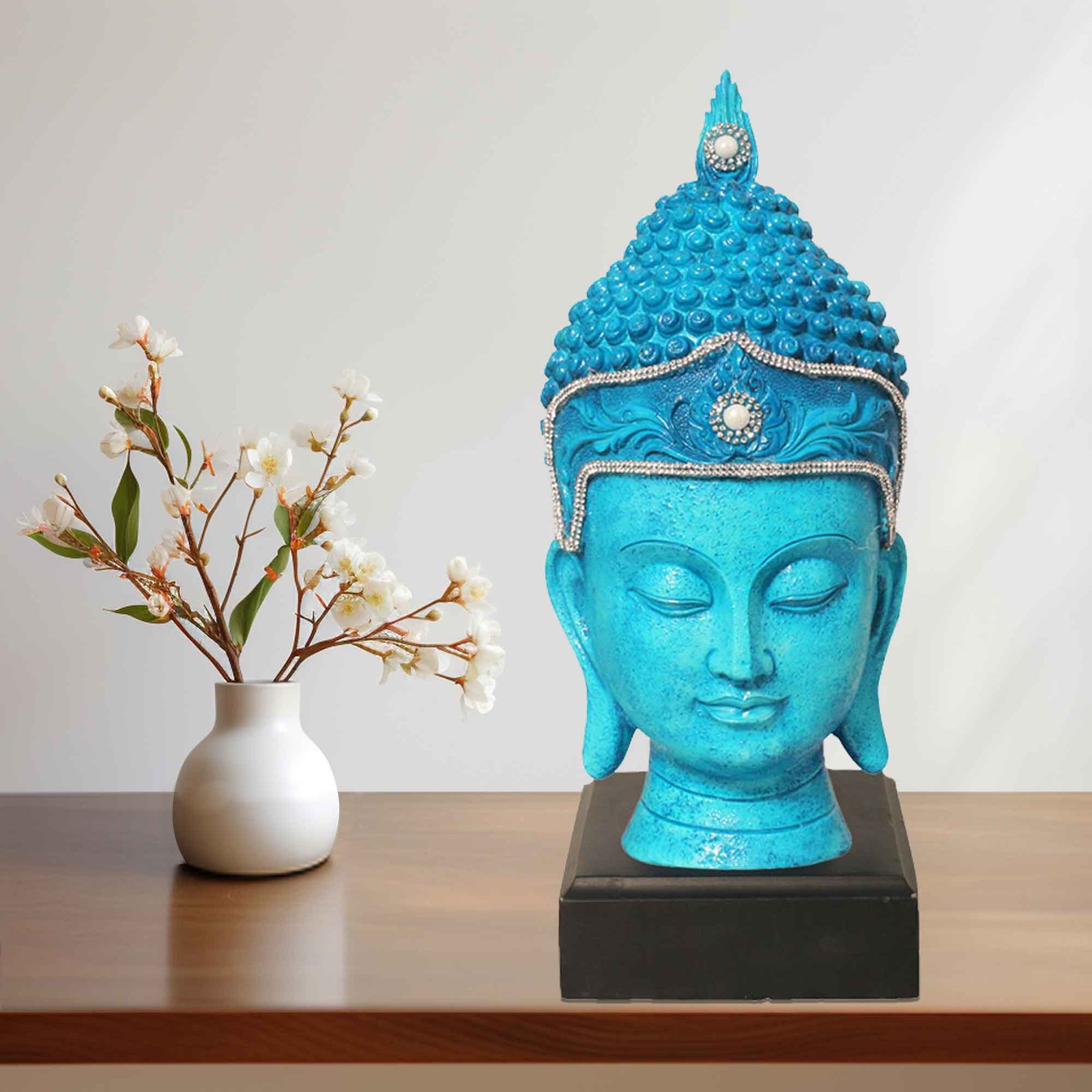 Lord Buddha Face miniature decorative items Jewellery Decorated with Wooden Base 25 cm G57GW1066QNNMZ