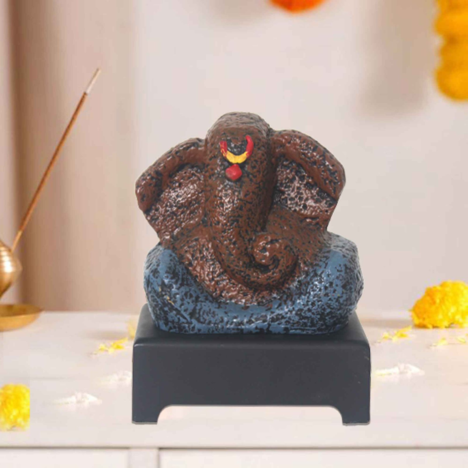 Lord Bal Ganesha artifacts for gifts Matte Finish with Wooden Base 15 cm G57GW1247AFNMX