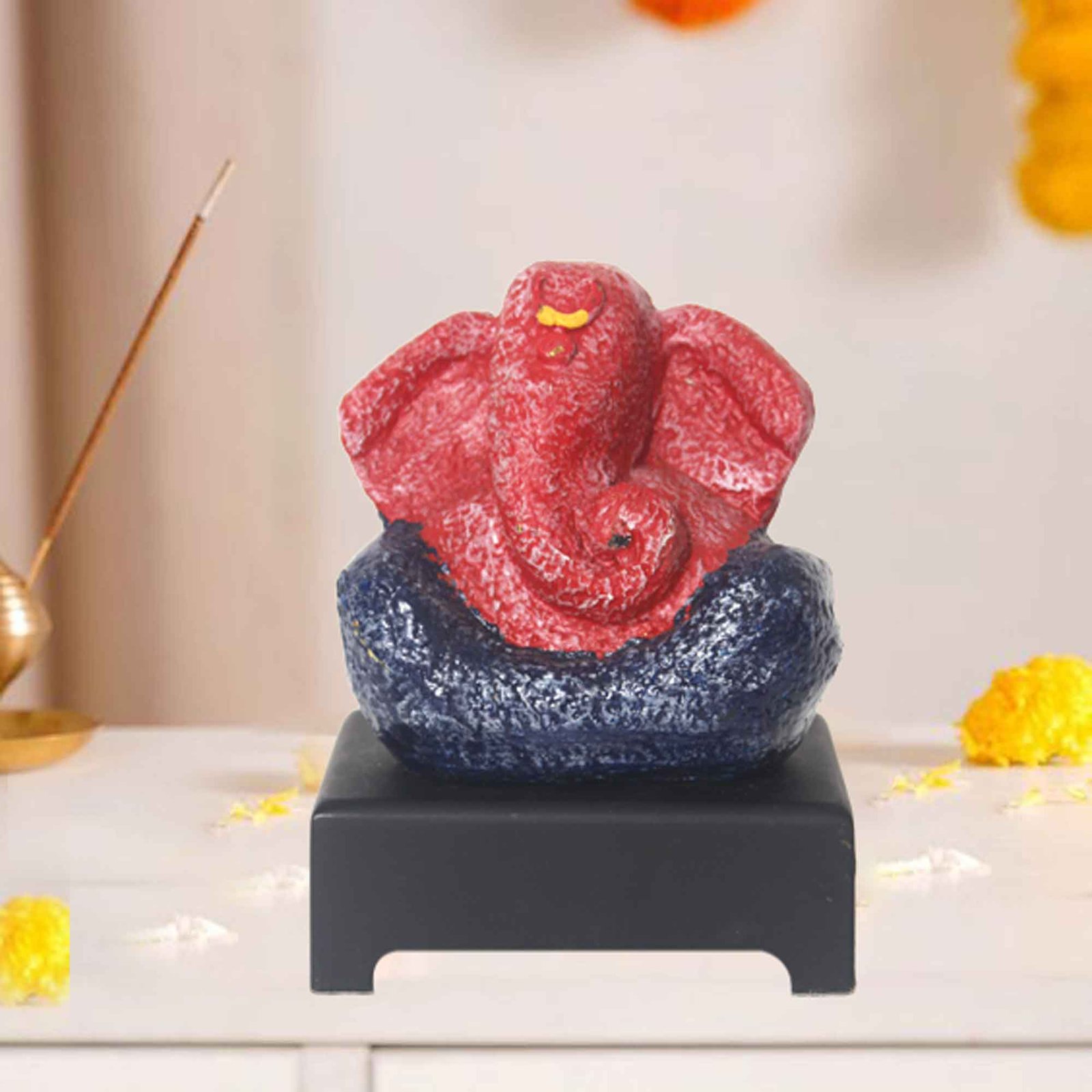 Lord Bal Ganesha artifacts for office decor Matte Finish with Wooden Base 15 cm G57GW1247RNNMX