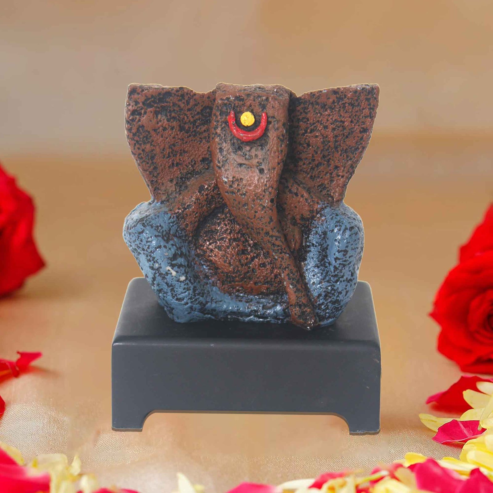 Lord Bal Ganpati gift items for house warming Matte Finish with Wooden Base 15 cm G57GW1248AFNMX