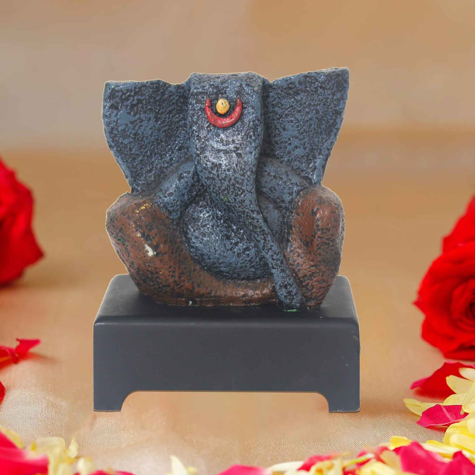 Lord Bal Ganpati showpiece items for gift Matte Finish with Wooden Base 15 cm G57GW1248FANMX