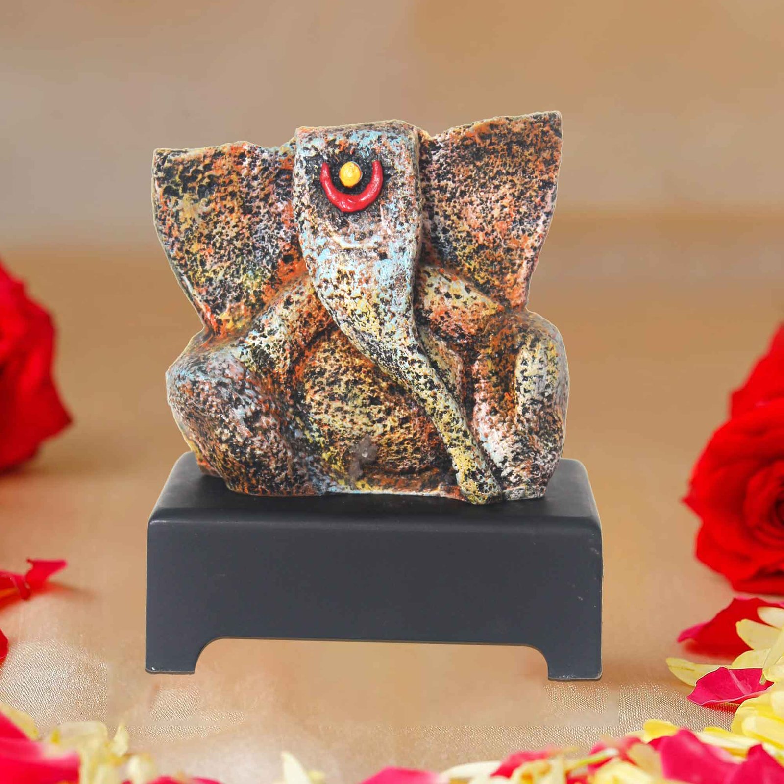 Lord Bal Ganpati gift items for home inaugration Matte Finish with Wooden Base 15 cm G57GW1248MMNMX