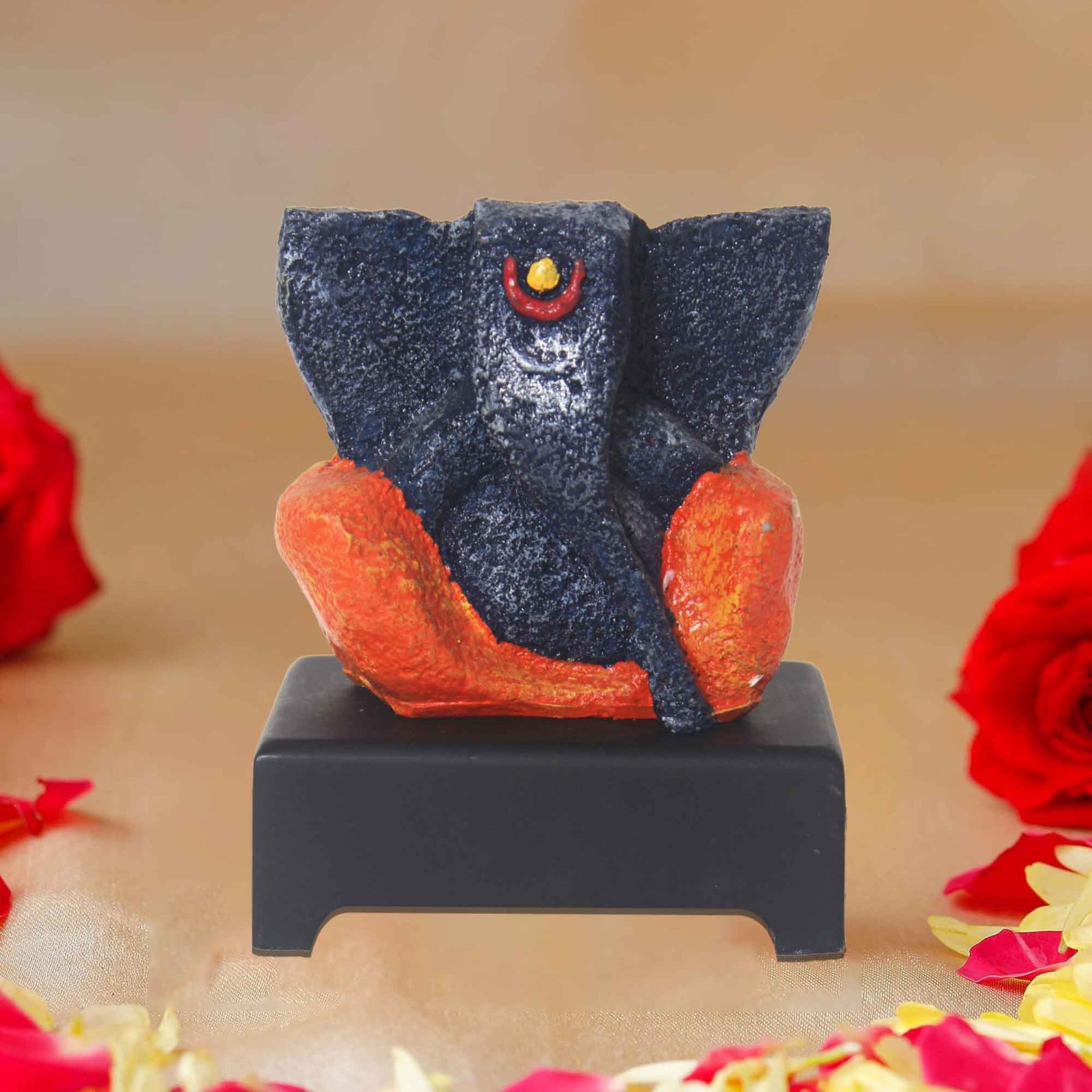 Lord Bal Ganpati figures for living room Matte Finish with Wooden Base 15 cm G57GW1248NONMX