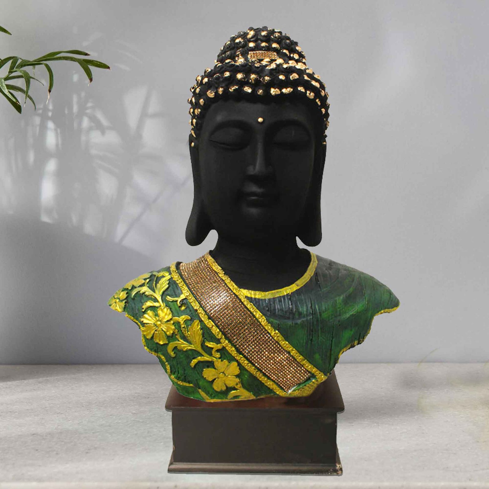 Gautam Buddha Bust gift items for house warming Jewellery Decorated with Wooden Base 41 cm G57GW1274KHMMZ