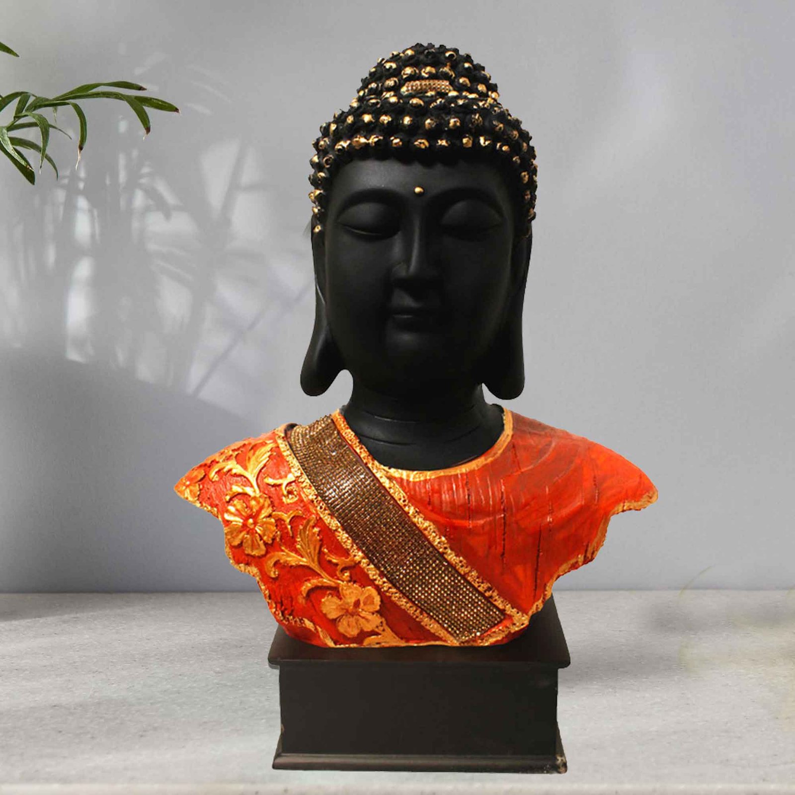 Gautam Buddha Bust fengshui items for home decor Jewellery Decorated with Wooden Base 41 cm G57GW1274KOMMZ