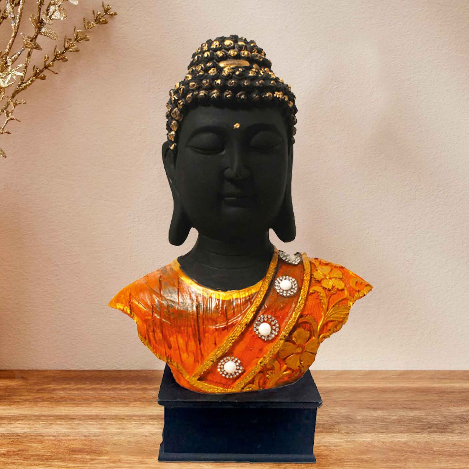 Buddha Bust figures for decoration Jewellery Decorated with Wooden Base 36 cm G57GW1276KOMMZ