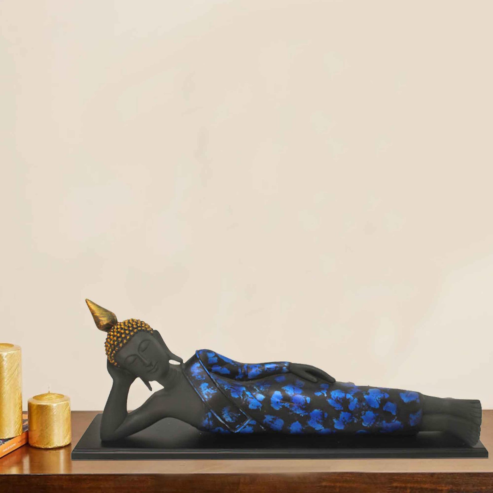 Sleeping Lord Buddha artifacts for gifts Jewellery Decorated with Wooden Base 24 cm G57GW1296KNMMZ