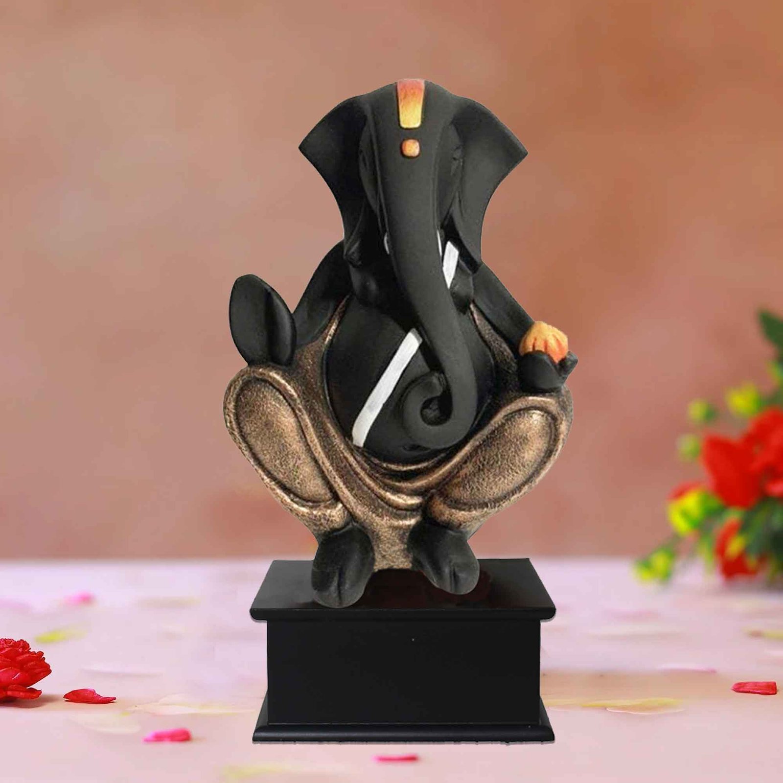 Handicrafted Ganpati showpiece for home decor living room Jewellery Decorated with Wooden Base 36 cm G57GW1310KGNMZ